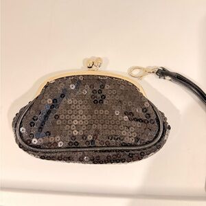 Black Sequin Wristlet Clutch